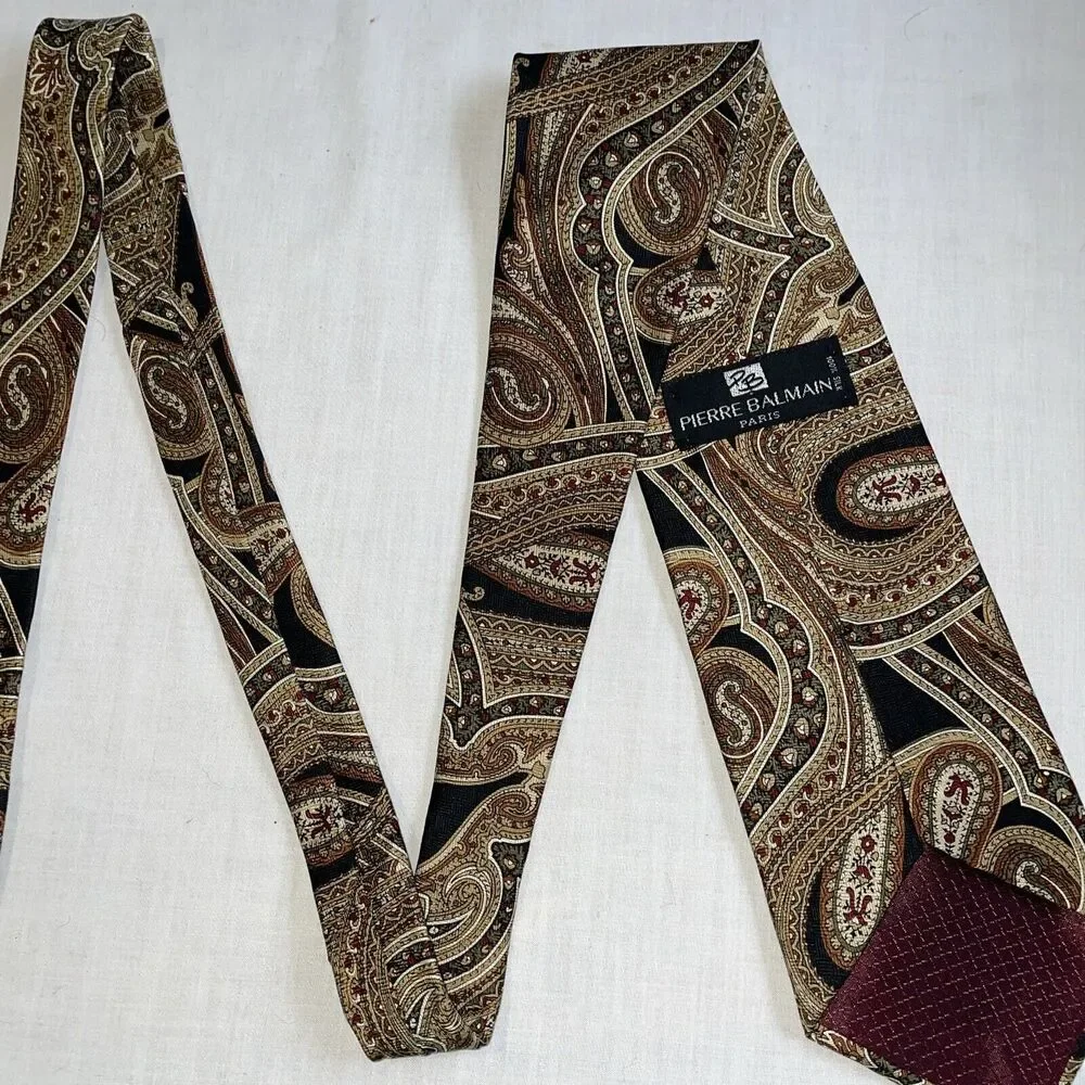 Pierre Balmain Men’s Dress Tie Size 56” Gold Paisley Business Formal City